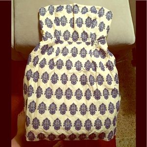 J Crew Strapless Cream & Blue Dress size 12